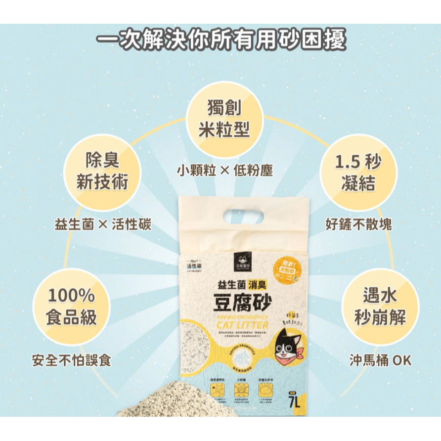 汪喵星球｜益生菌消臭豆腐砂2.7KG｜貓砂 豆腐砂 條型 米粒型 貓咪 汪喵貓砂-細節圖6