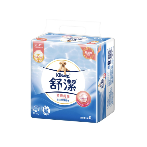 Kleenex 舒潔 特級膚觸海洋保濕精華抽取衛生紙 90抽x6包x2串