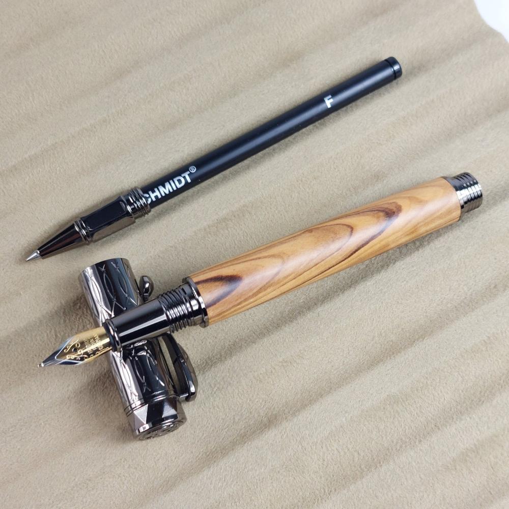 橄欖木雙頭組筆(鋼筆及鋼珠筆雙頭組)-細節圖2