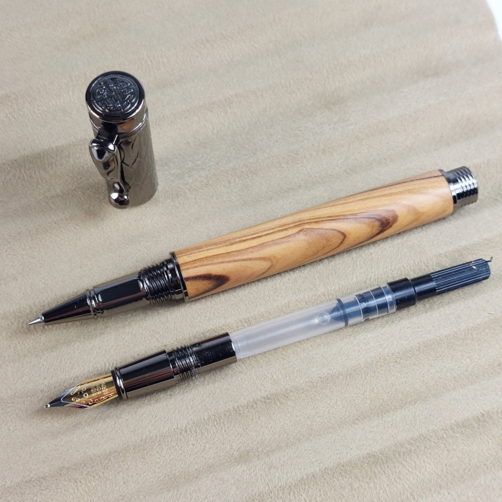 橄欖木雙頭組筆(鋼筆及鋼珠筆雙頭組)-細節圖4