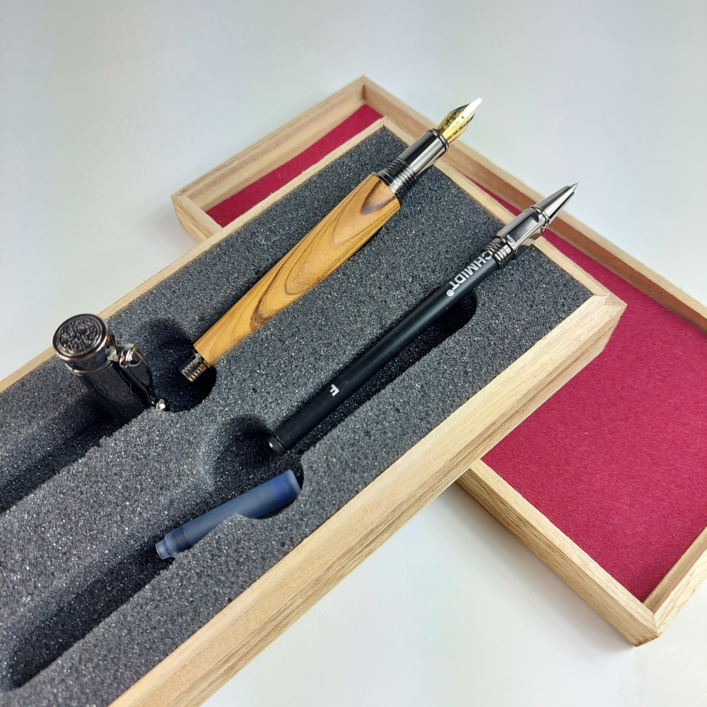 橄欖木雙頭組筆(鋼筆及鋼珠筆雙頭組)-細節圖5