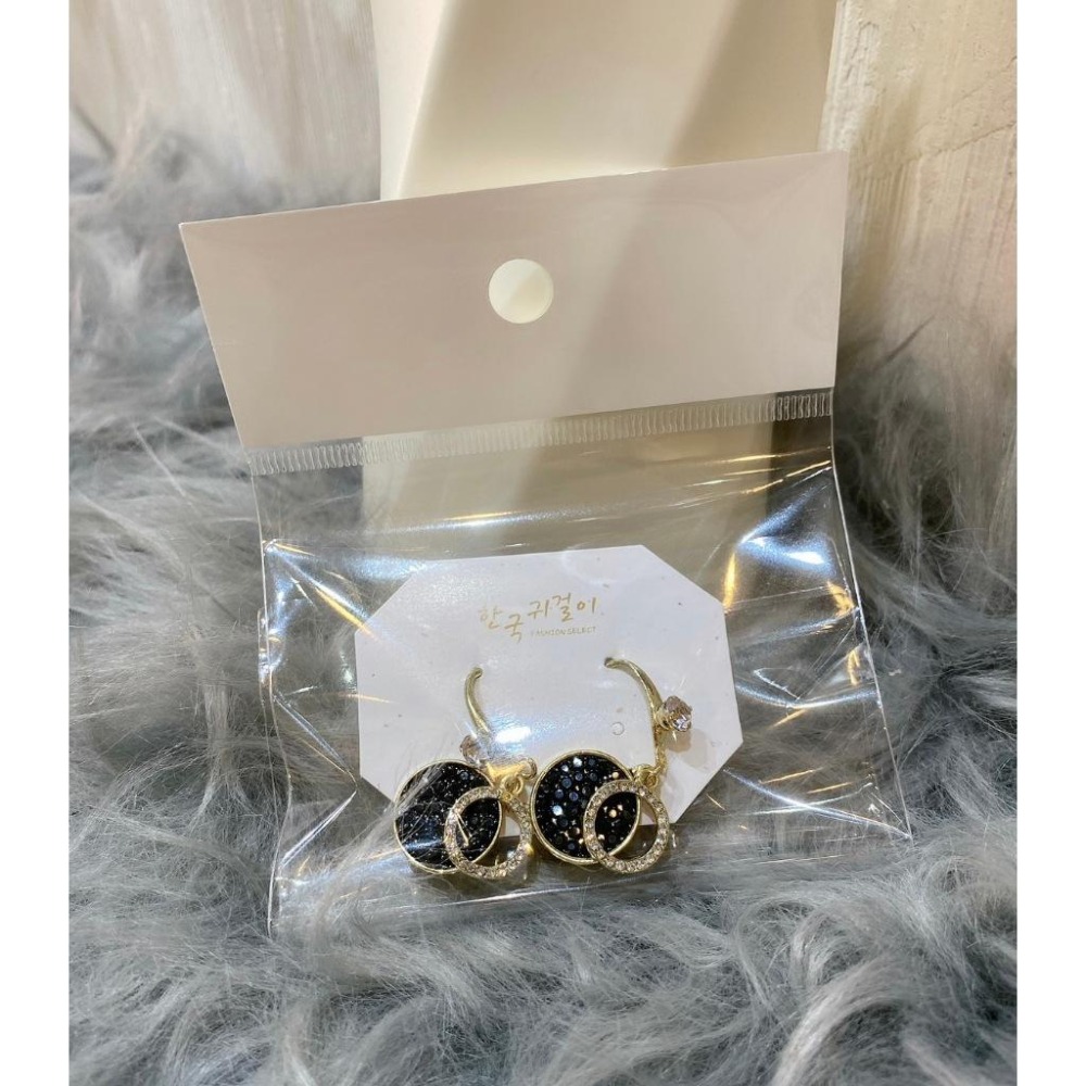 ⚫韓國東大門幾何圓形黑鑽耳環⚫-細節圖3
