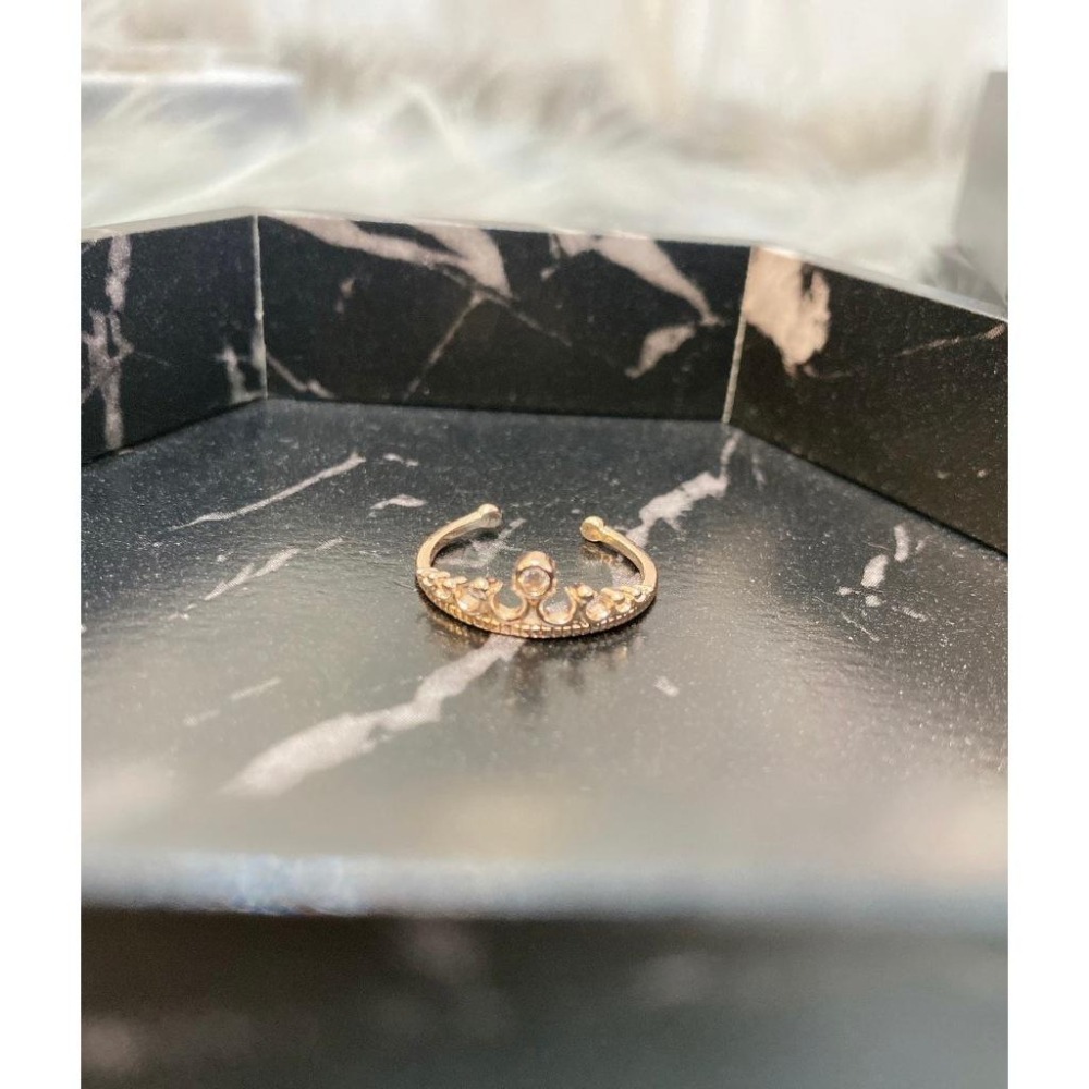 💍精品正韓現貨玫瑰金黃冠鑲鑽戒指💍-細節圖3