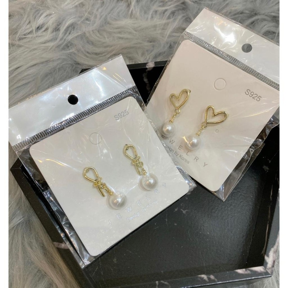 SR精品⚪️925韓版愛心金色打結珍珠耳環⚪️-細節圖2