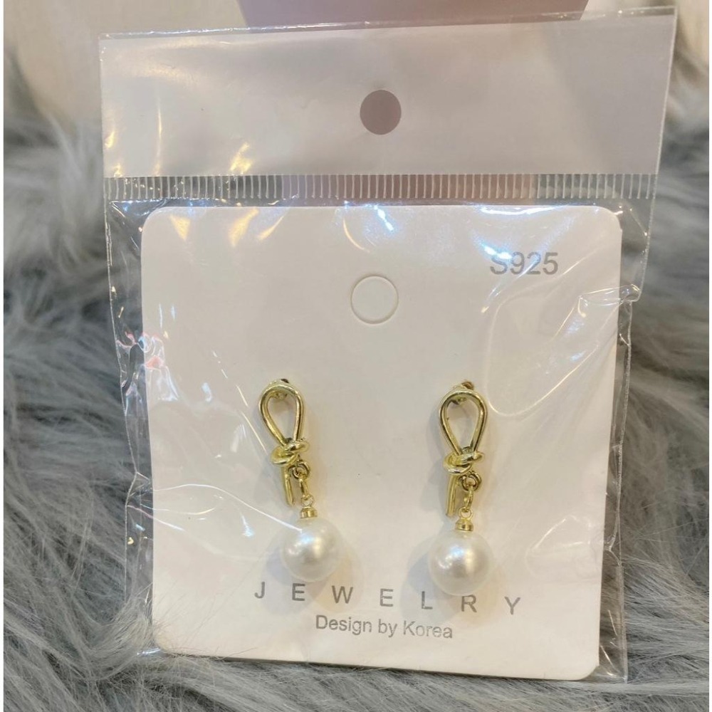 SR精品⚪️925韓版愛心金色打結珍珠耳環⚪️-細節圖3