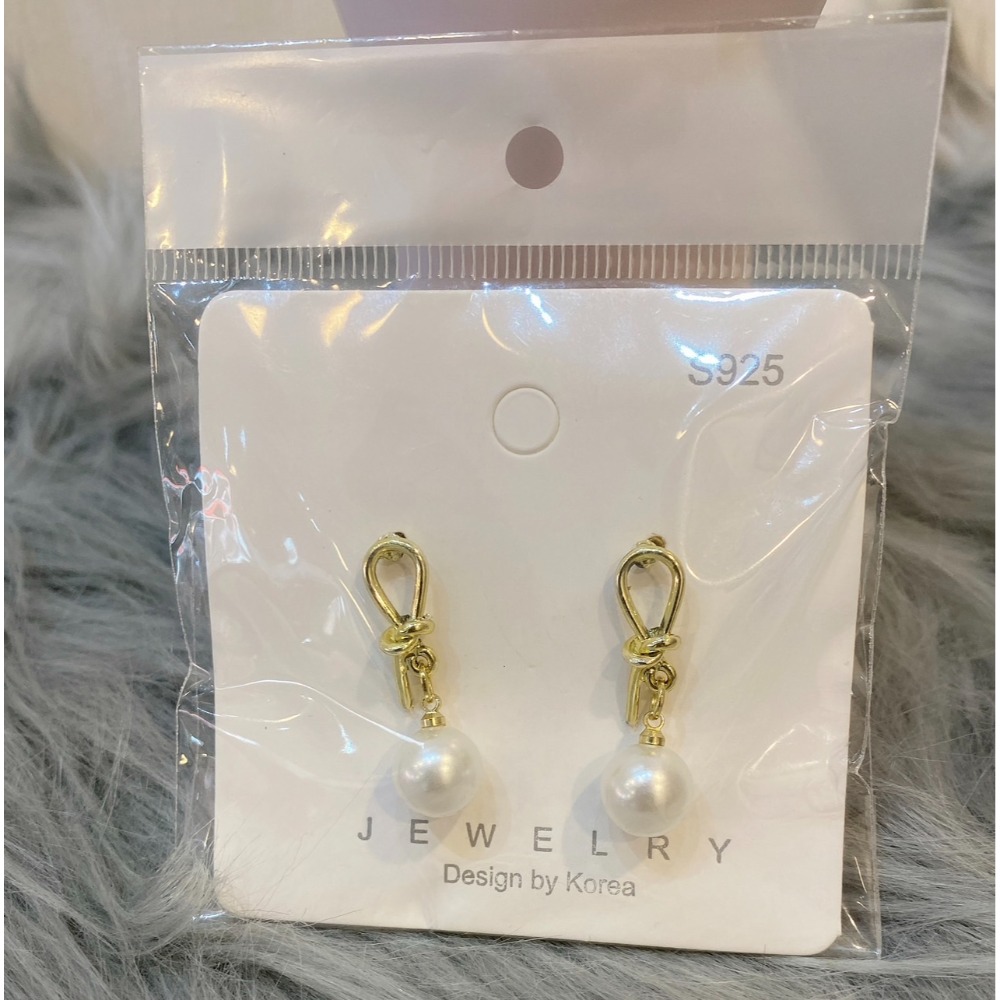 SR精品⚪️925韓版愛心金色打結珍珠耳環⚪️-規格圖4