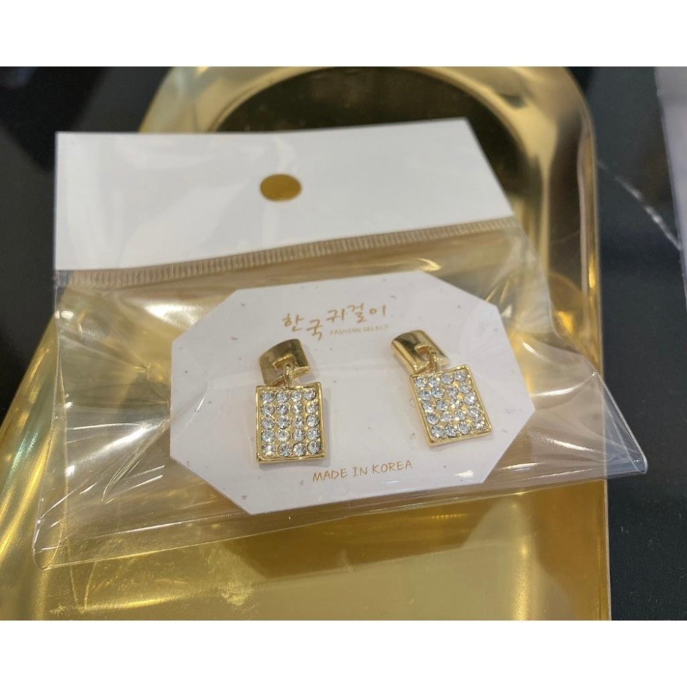 💎韓系高級感輕奢金小香風版型滿鑽耳墜💎-細節圖3