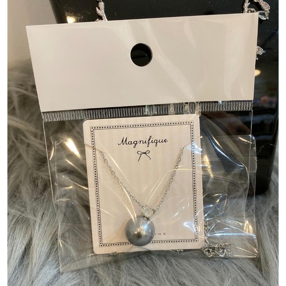 SR-💎單顆灰.白珍珠皓石吊墜項鍊💎-細節圖2