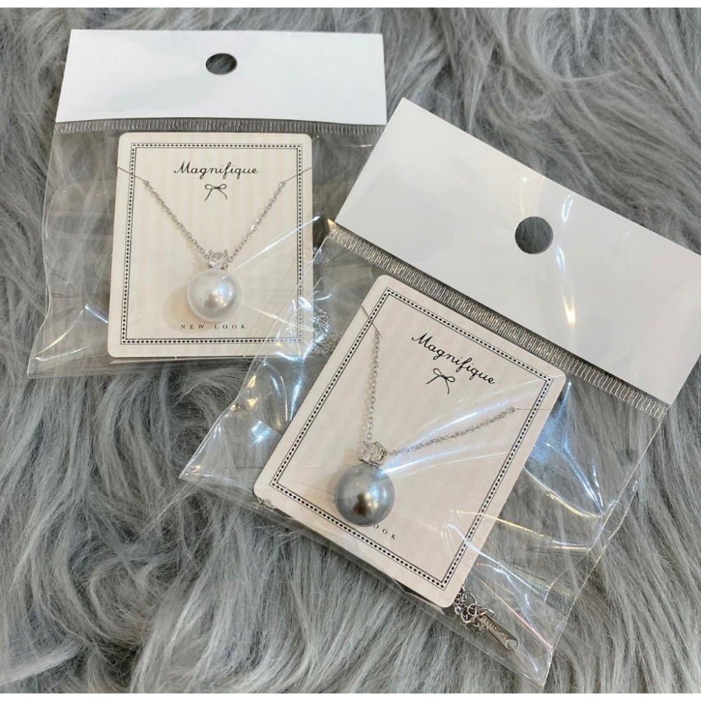 SR-💎單顆灰.白珍珠皓石吊墜項鍊💎-細節圖3