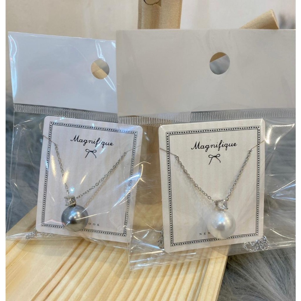 SR-💎單顆灰.白珍珠皓石吊墜項鍊💎-細節圖4