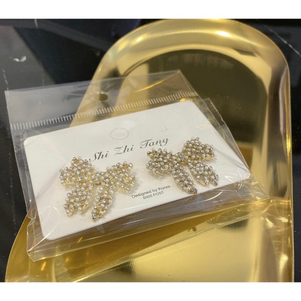 🦋韓版珍珠滿鑽蝴蝶造型耳釘🦋-細節圖2