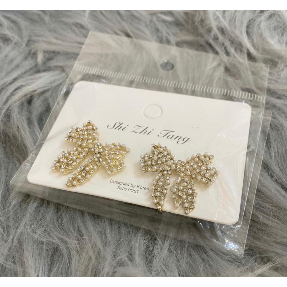 🦋韓版珍珠滿鑽蝴蝶造型耳釘🦋-細節圖3