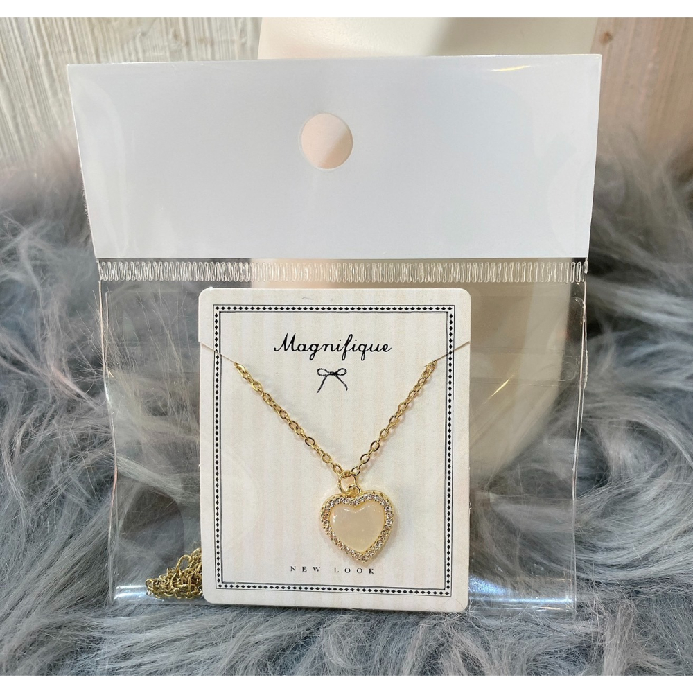 SR.精品金色愛心貓眼石鑲鑽項鍊-細節圖5