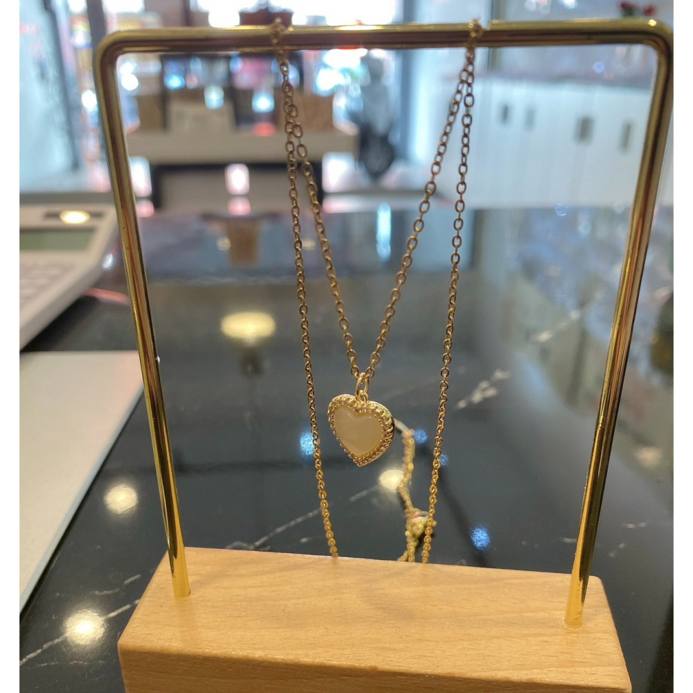 SR.精品金色愛心貓眼石鑲鑽項鍊-細節圖7