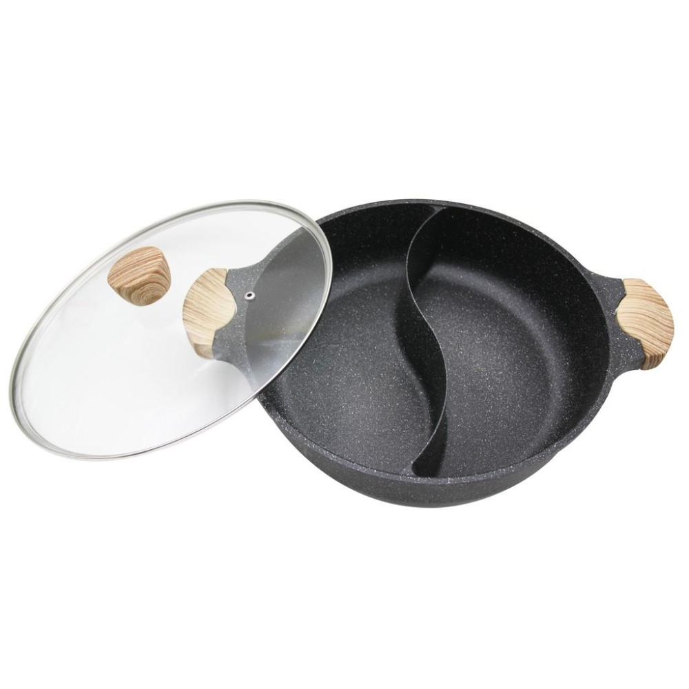 【Kiyodo】麥飯石不沾鴛鴦鍋32公分-細節圖2