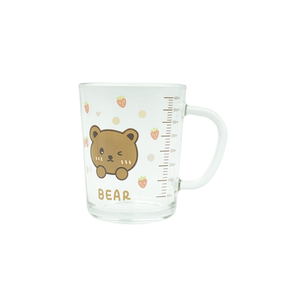 【Kiyodo】萌園玻璃馬克杯400ml(Q熊/萌兔/熊Bear)-規格圖1