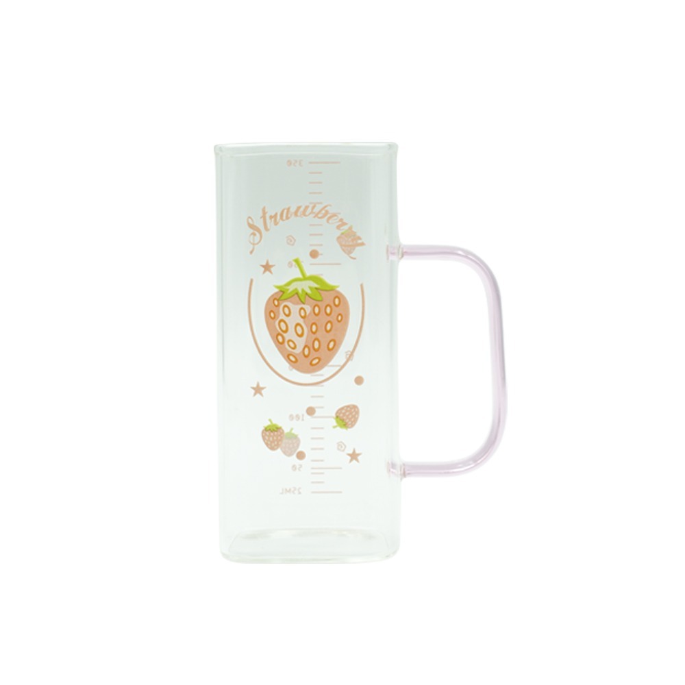 【Kiyodo】水果玻璃馬克杯350ml(草莓/酪梨/橘子/藍莓)-規格圖1