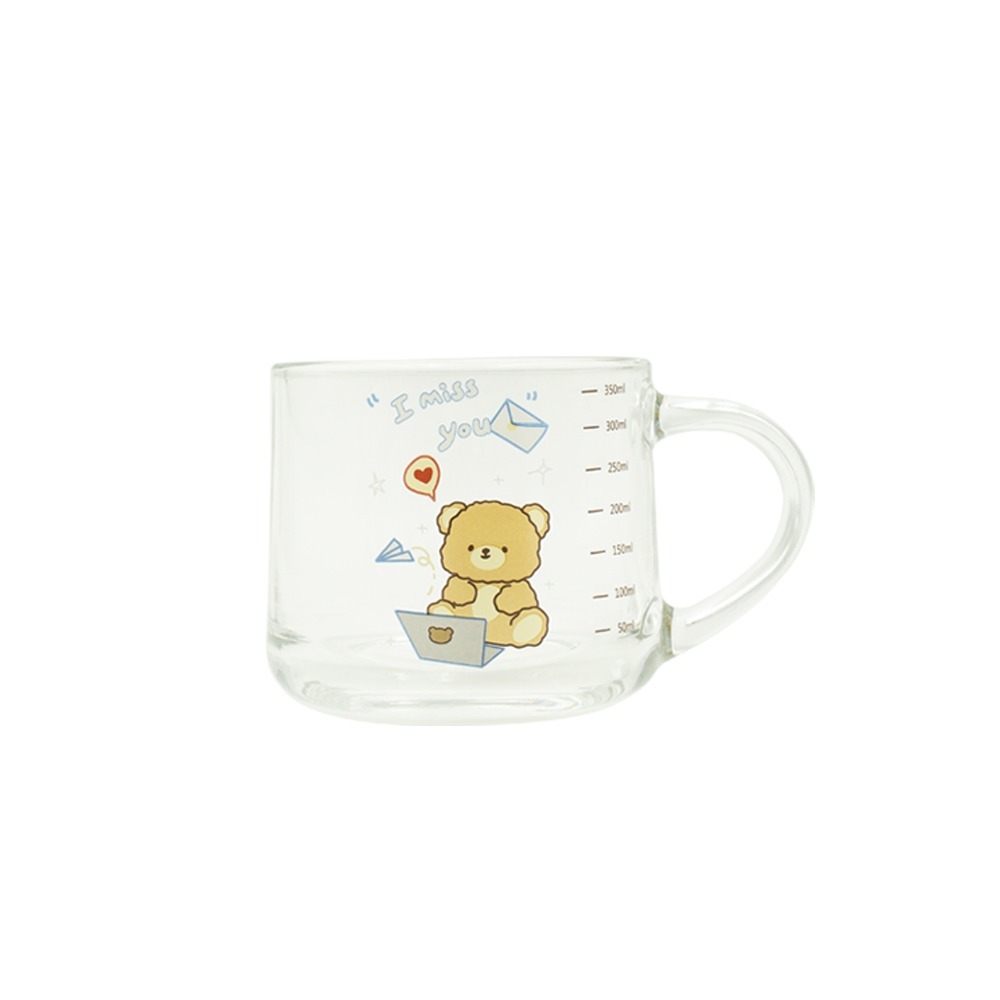 【Kiyodo】萌園玻璃馬克杯350ml(Q熊/萌兔/熊Bear)-規格圖1