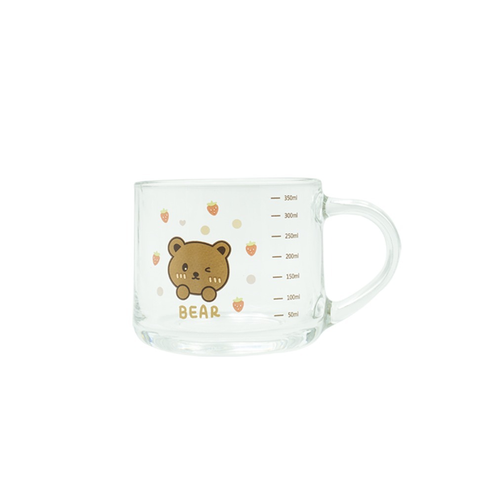 【Kiyodo】萌園玻璃馬克杯350ml(Q熊/萌兔/熊Bear)-規格圖1