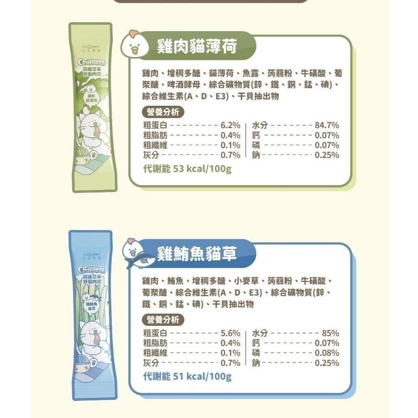 nu4PET 陪心寵糧 貓用 Chill咪咪莊園花草紓壓肉泥 單條8g  貓狗零食 貓條 貓薄荷-細節圖4