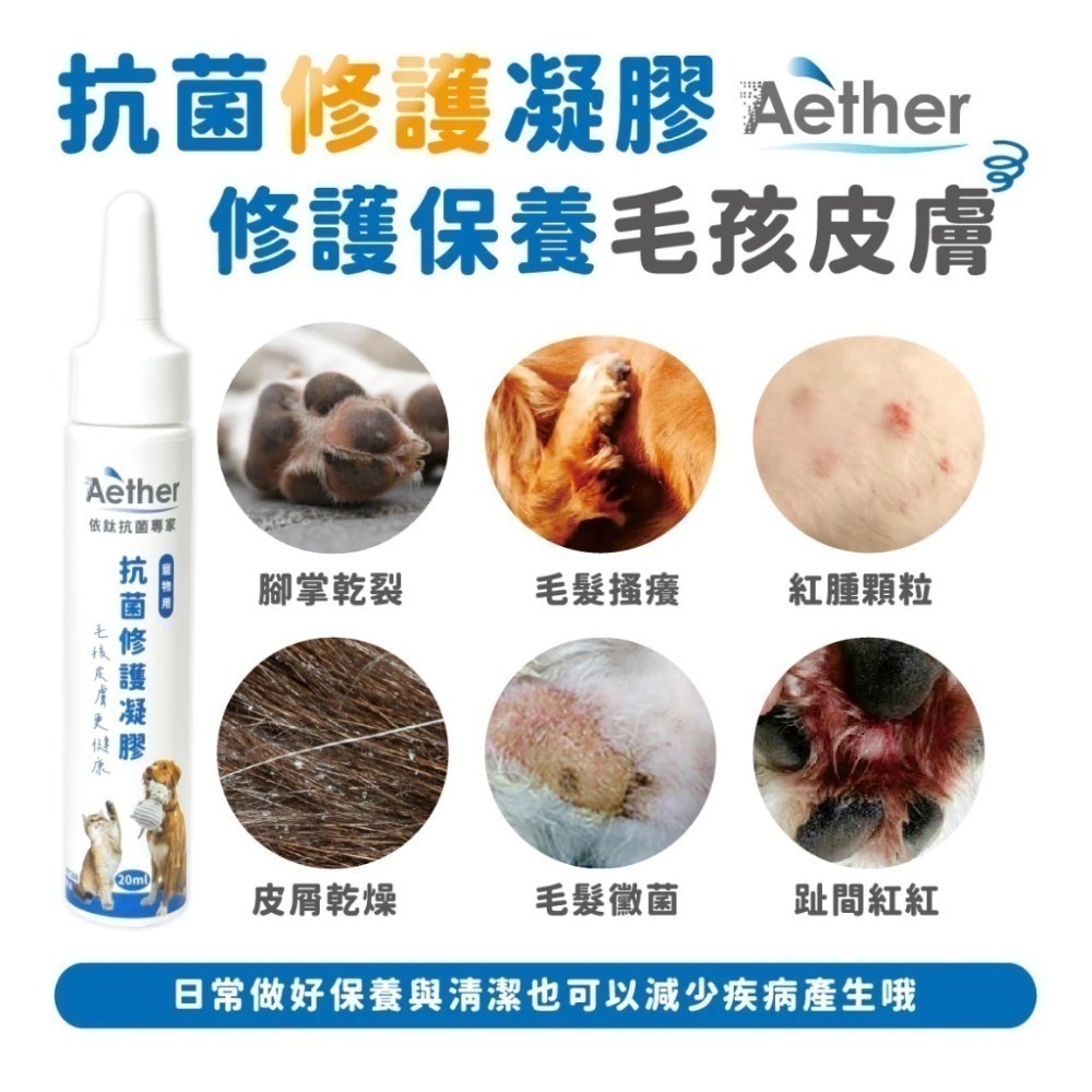 Aether依鈦 寵物抗菌修護凝膠20/30ml 腳底肉球保濕 黴菌 抗菌 保養皮膚 無藥無類固醇 皮膚不刺激貓咪 犬-細節圖2
