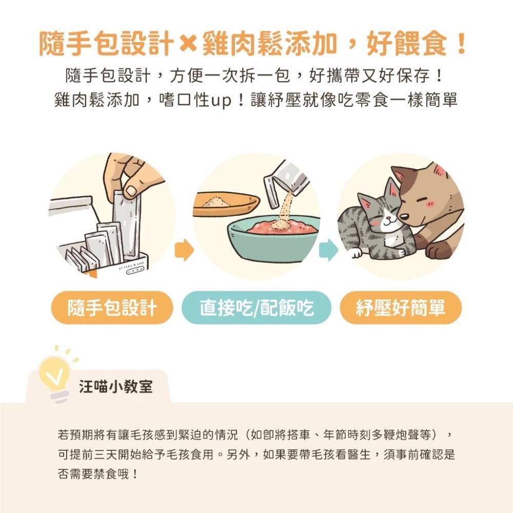 汪喵星球 紓壓胺基酸 犬貓紓壓胺基酸2gx20包 安撫毛孩 舒緩焦慮 茶胺酸 色胺酸 酵母萃取 高適口性 隨手包-細節圖4