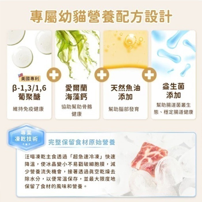 汪喵星球 貓咪天然低敏凍乾主食餐 (小方粒/條型) 80g/500g 凍乾 貓主食 高肉含量 高嗜口性 幼貓凍乾-細節圖9