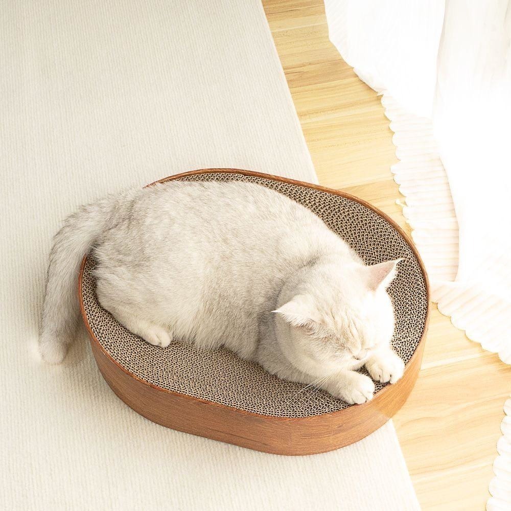 主子優選 橢圓貓抓板(三花色/木紋色) 貓抓板 貓抓板系列 瓦愣紙貓抓板 貓窩貓抓板 貓抓板 貓抓窩 不掉屑貓抓🐾-細節圖5