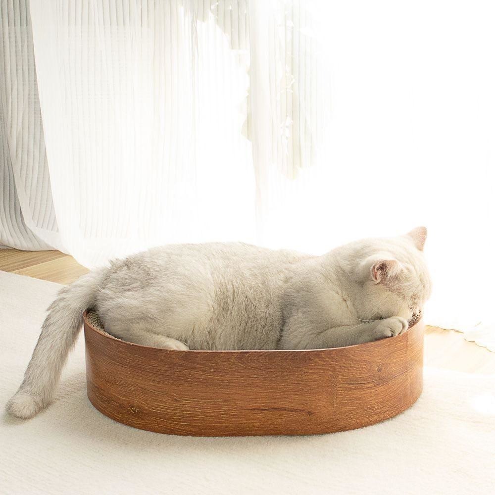 主子優選 橢圓貓抓板(三花色/木紋色) 貓抓板 貓抓板系列 瓦愣紙貓抓板 貓窩貓抓板 貓抓板 貓抓窩 不掉屑貓抓🐾-細節圖6