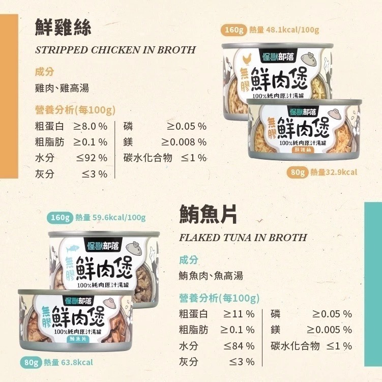 怪獸部落 無膠鮮肉煲80g 副食罐 無膠湯罐 鮮肉罐 貓狗湯罐 貓罐頭 狗罐頭 寵物罐頭 犬貓適用-細節圖7