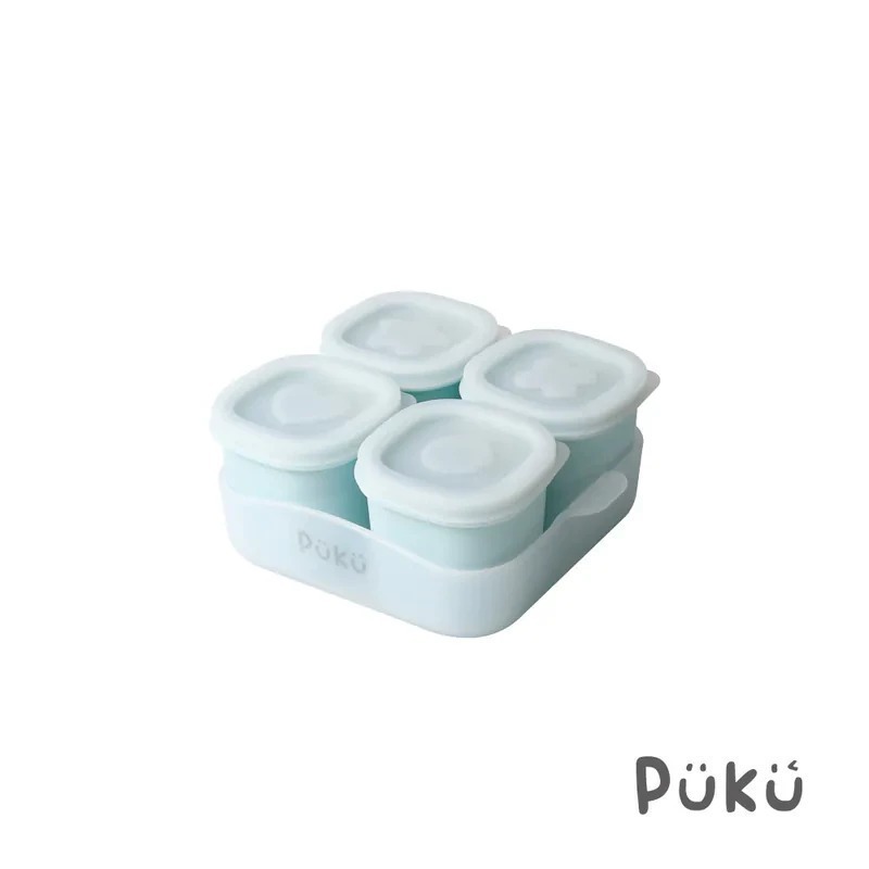 台灣 PUKU 藍色企鵝 午茶甜果醬矽膠副食品儲存盒4入(含托盤)(三色)P14351-規格圖4