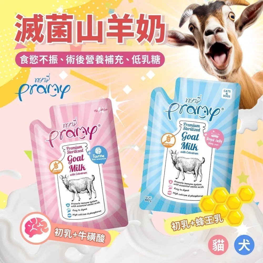 Pramy 普拉 寵物羊奶 山羊奶+初乳 60g 狗狗羊奶 貓咪羊奶 貓羊奶 初牧羊奶 犬貓牛奶-細節圖2