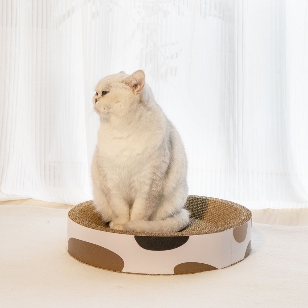 主子優選 圓形貓抓窩(三花紋/長頸鹿紋) 貓抓板 貓抓板系列 瓦愣紙貓抓板 貓窩貓抓板 貓抓板 貓抓窩-細節圖4