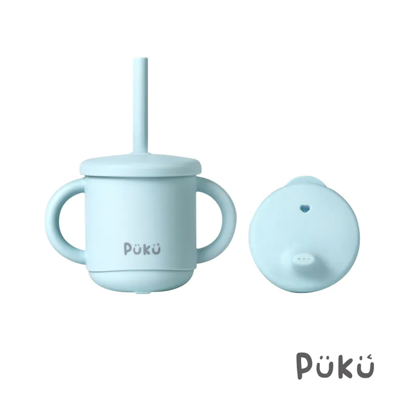 台灣 PUKU 藍色企鵝 午茶雙蓋矽膠吸管馬克學習杯200ml-(三色)P14746-細節圖6