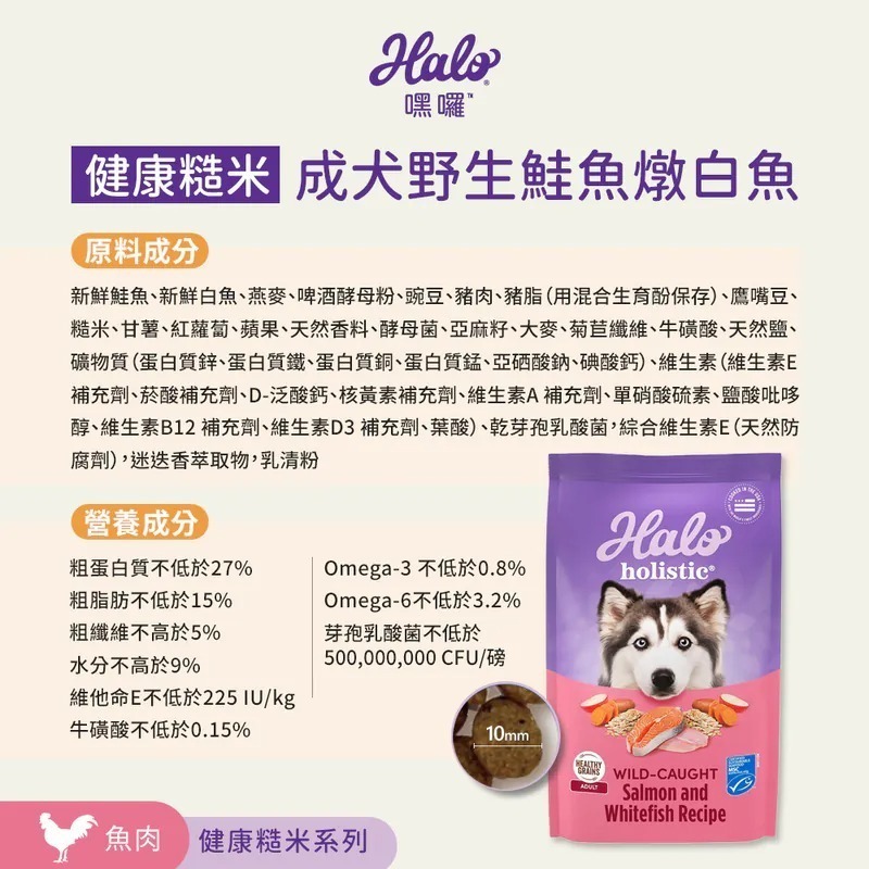 HALO 嘿囉 無穀飼料 幼犬/小型成犬/熟齡犬 雞肉/火雞肉 350g/3.5磅/1.59kg 全鮮肉 犬飼料-細節圖9