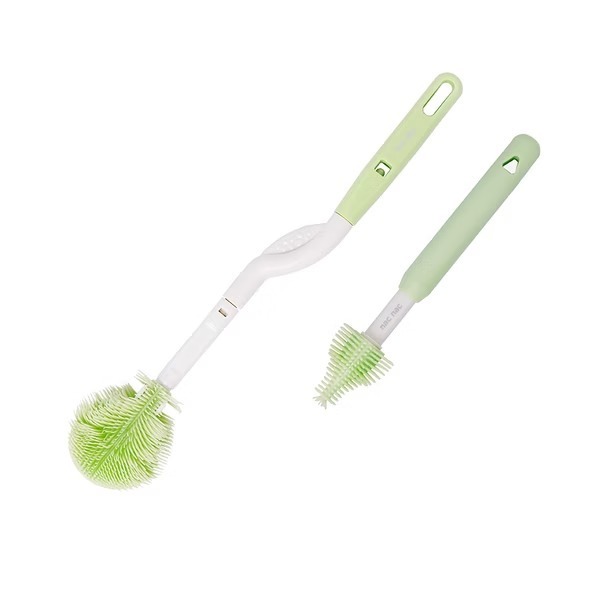 nac nac柔細旋轉奶瓶奶嘴刷 - 茉莉綠 +贈吸管刷一隻-細節圖2