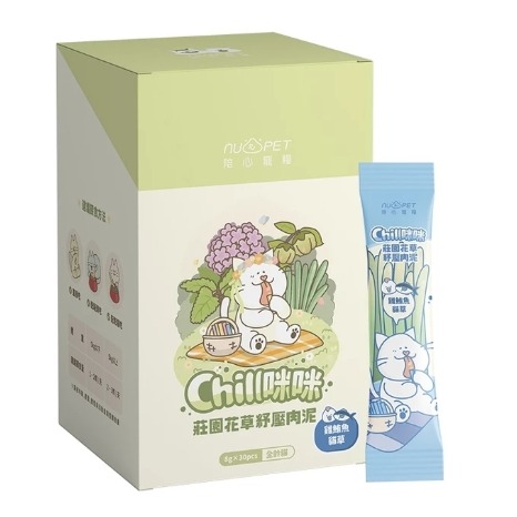 nu4PET 陪心寵糧 貓用 Chill咪咪莊園花草紓壓肉泥 8gx30入 貓狗零食 肉泥 貓條 貓薄-規格圖7