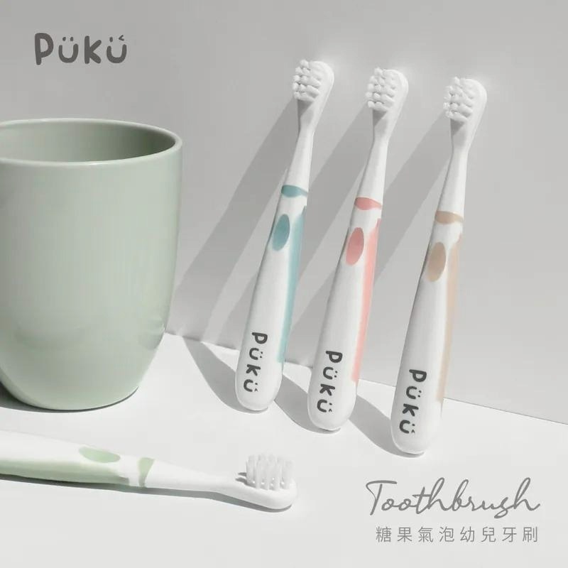 PUKU 藍色企鵝 糖果氣泡幼兒牙刷2入組-細節圖4