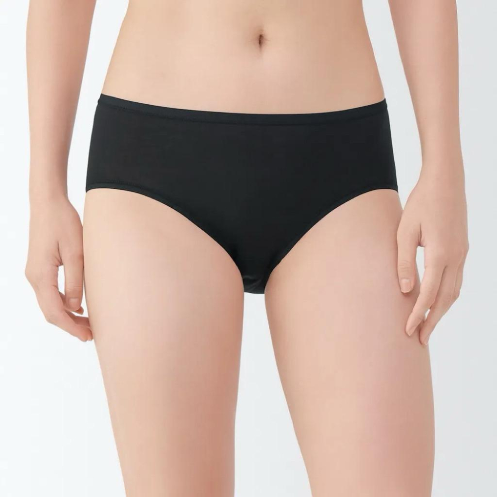 全新MUJI無印良品女柔滑中腰內褲黑色M-細節圖2