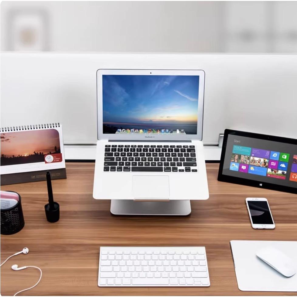二手銀色鋁合金一體成型通用筆電支架Macbook Air Pro散熱底座-細節圖3