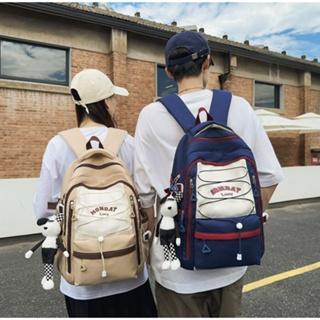 ⚡台灣現貨⚡情侶背包 學生書包 後背包 背包 簡約大容量學生書包 綁帶款時尚-細節圖2