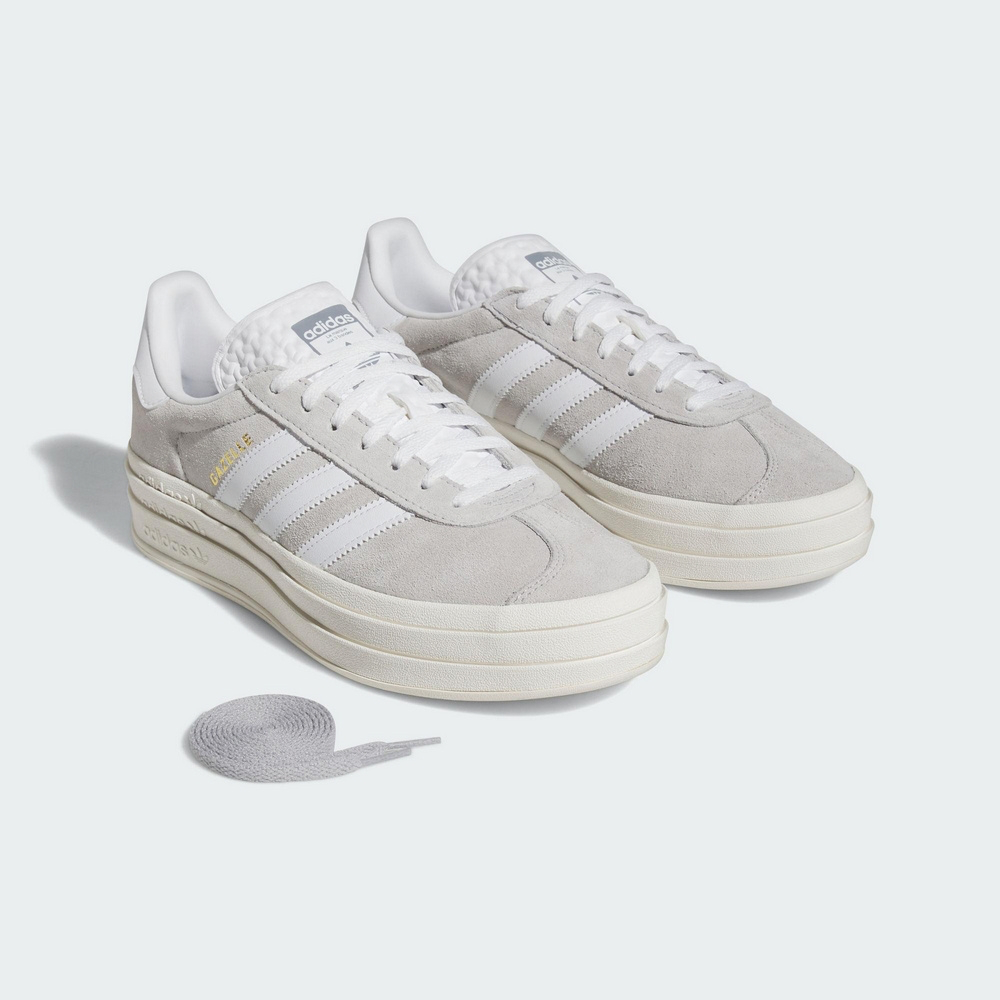 13代購 Adidas W OG Gazelle Bold 灰白金 女鞋 休閒鞋 復古球鞋 三葉草 厚底鞋 HQ6893-細節圖2