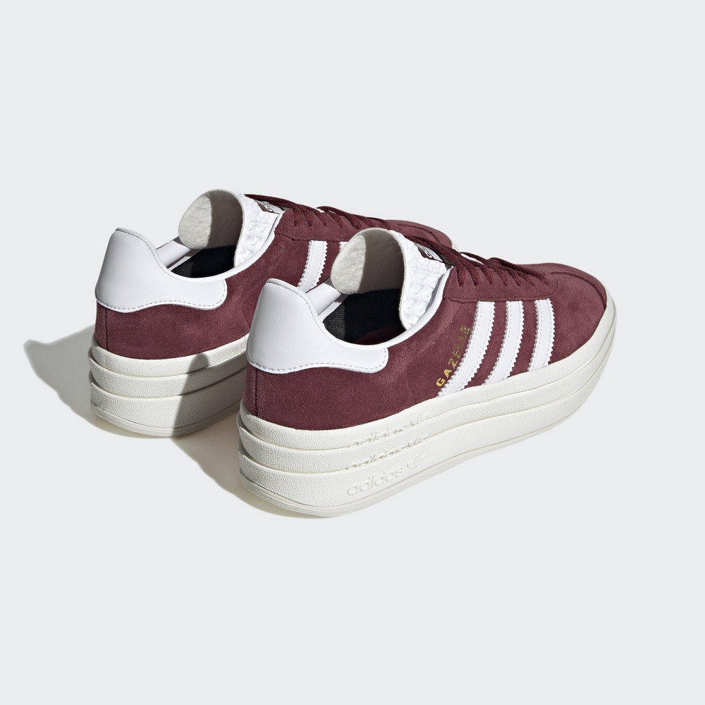 13代購 Adidas OG Gazelle Bold 酒紅白金 女鞋 休閒鞋 復古球鞋 HQ6892-細節圖6