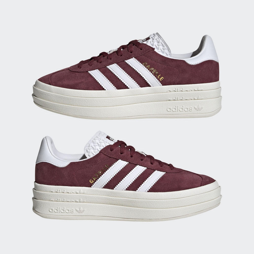 13代購 Adidas OG Gazelle Bold 酒紅白金 女鞋 休閒鞋 復古球鞋 HQ6892-細節圖7