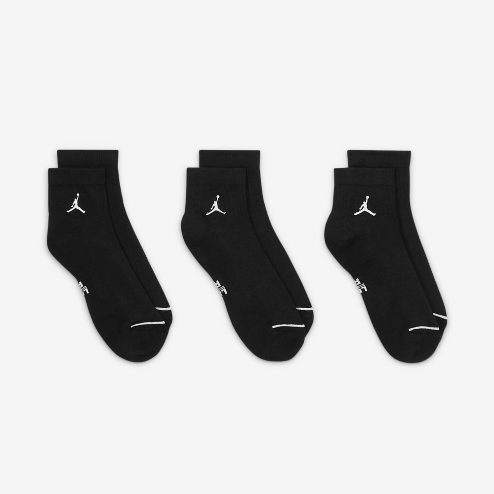 13代購 Nike Jordan Everyday Sock 黑色 過踝 襪子 短襪 三雙 DX9655-010-細節圖3