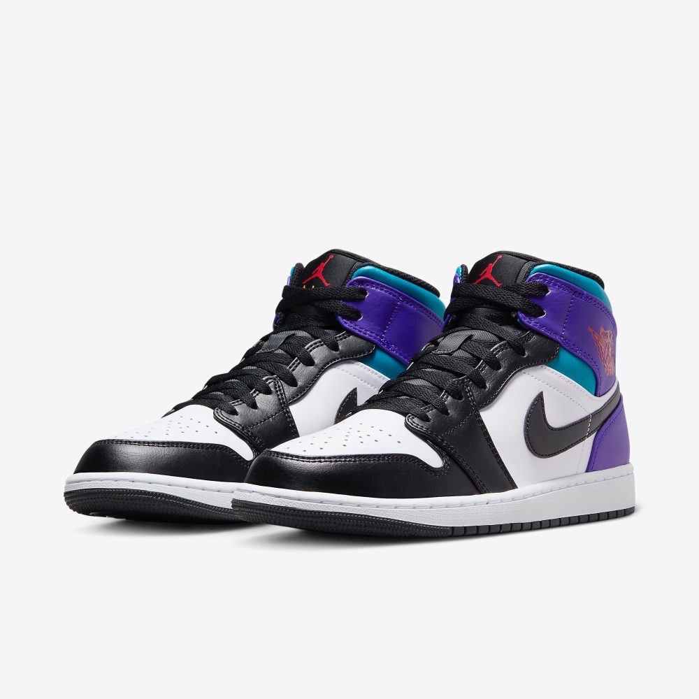 13代購 Nike Air Jordan 1 Mid 白黑藍紫 男鞋 休閒鞋 復古球鞋 喬丹 DQ8426-154-細節圖2