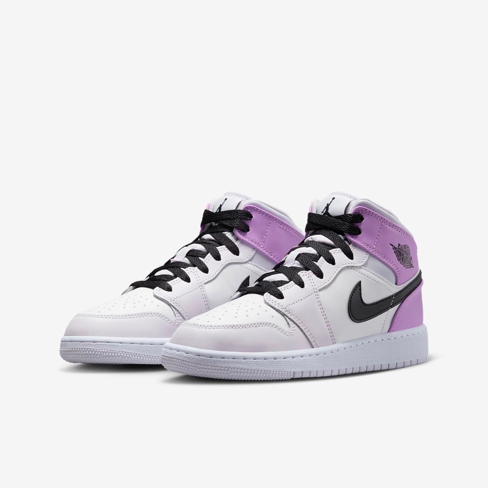 13代購Nike Air Jordan 1 Mid GS 粉紫白黑大童鞋女鞋休閒鞋喬丹DQ8423