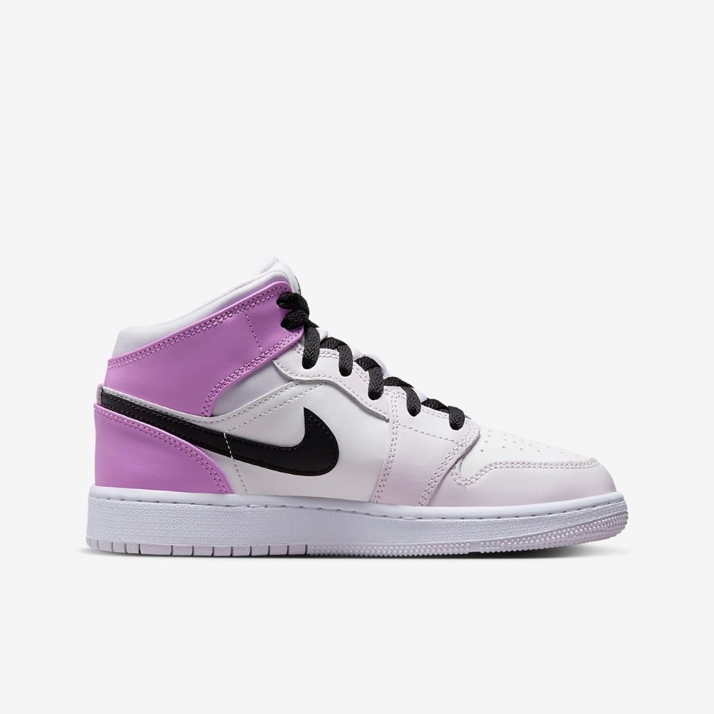 13代購 Nike Air Jordan 1 Mid GS 粉紫白黑 大童鞋 女鞋 休閒鞋 喬丹 DQ8423-501-細節圖3