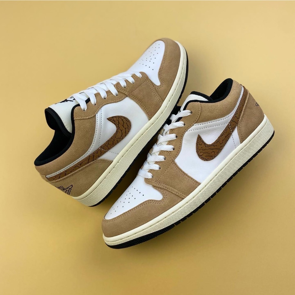 13代購 Nike Air Jordan 1 Low SE 褐白黑 男鞋 休閒鞋 復古籃球鞋 喬丹 DZ4130-201-細節圖9