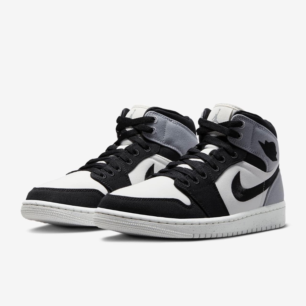 13代購 W Nike Air Jordan 1 Mid SE 白黑灰 女鞋 男鞋 休閒鞋 喬丹 DV0427-100-細節圖2